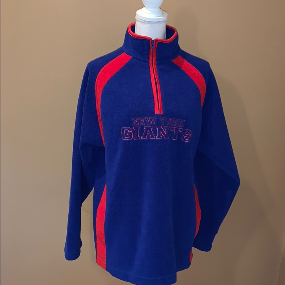 NFL Reebok New York Giants Fleece Pullover Quarter Zip Jacket Youth XL 18/20